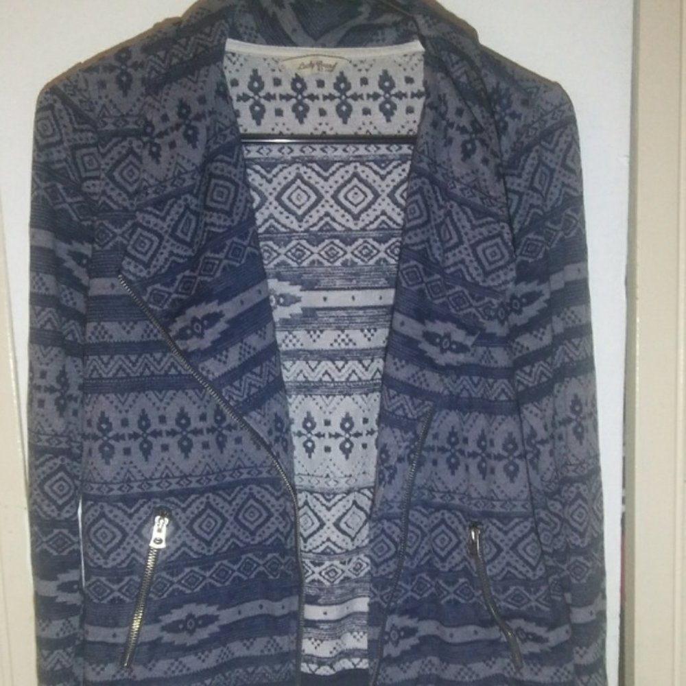 Lucky Brand Blue Ethnic /Aztec Design Jacket Sz S